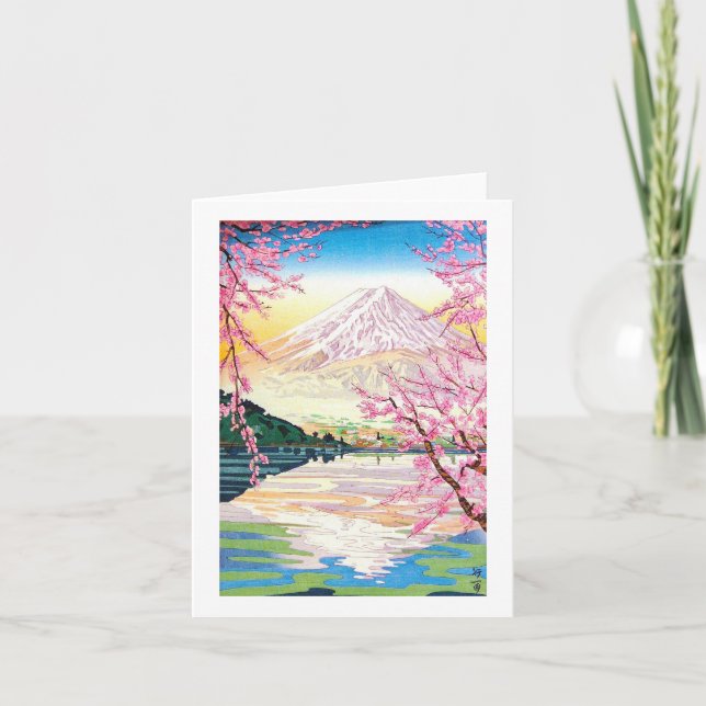 Carte Cool oriental japonais Fuji printemps cerisier art (Devant)