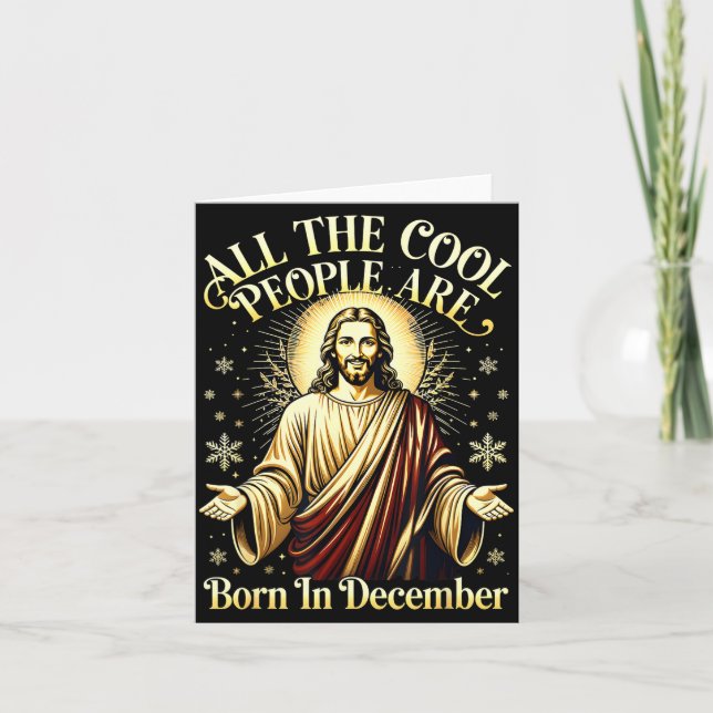 Carte Cool People Are Born In December Christian Christm (Devant)