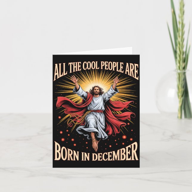 Carte Cool People Are Born In December Christian Christm (Devant)