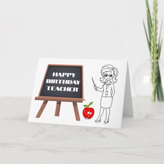 CARTE cool POUR *ENSEIGNANT* SUR "ANNIVERSAIRE" (Devant)