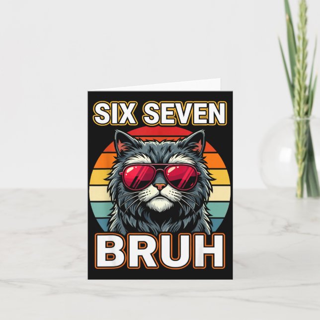 Carte Cool Retro Six Seven Bruh Cat Sungles Meme 67  (Devant)