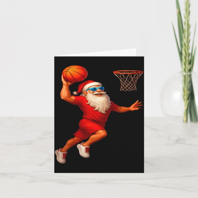 Carte Cool Santa Basketball Player Dunking Xmas Christma (Devant)