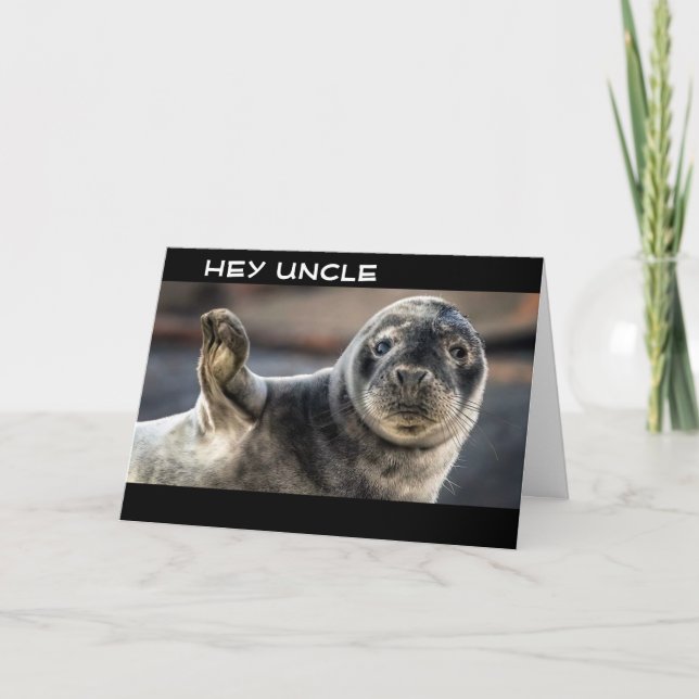 CARTE COOL SEAL DIT "HEUREUX ONCLE D'ANNIVERSAIRE" (Devant)
