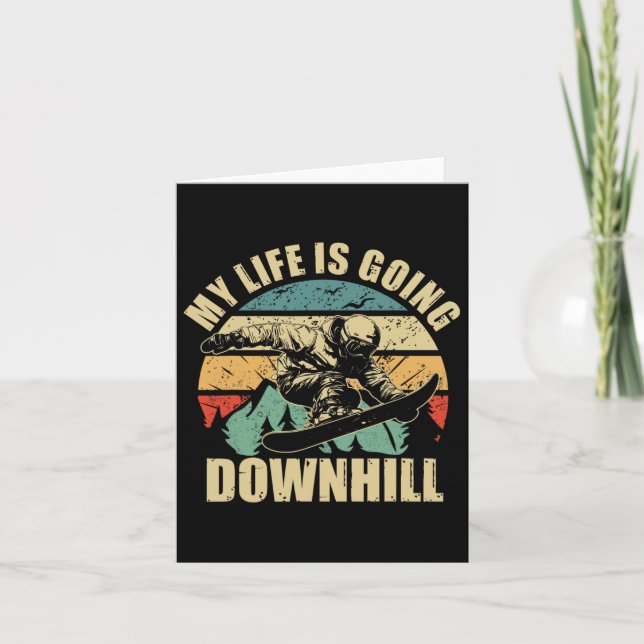 Carte Cool Snowboard Ma vie va vers le bas (Devant)
