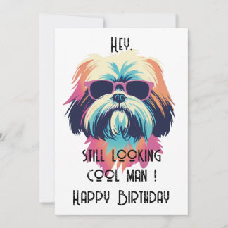 Carte cool Summer Shih Tzu Happy B-day
