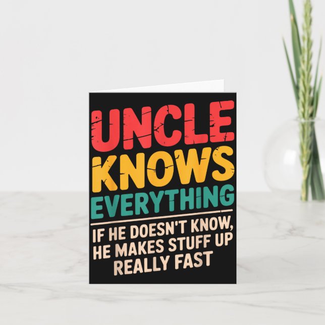 Carte Cool Uncle Design For Uncle Men From Nephew Niece  (Devant)