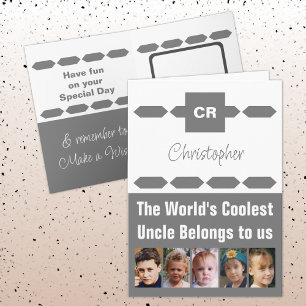 Carte Coolest Uncle 5 photo gris blanc anniversaire