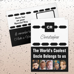 Carte Coolest Uncle 5 photo noir blanc anniversaire