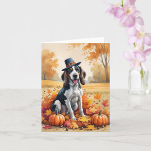 Carte Coonhound Bluetick Feuilles d'automne Art de Thank
