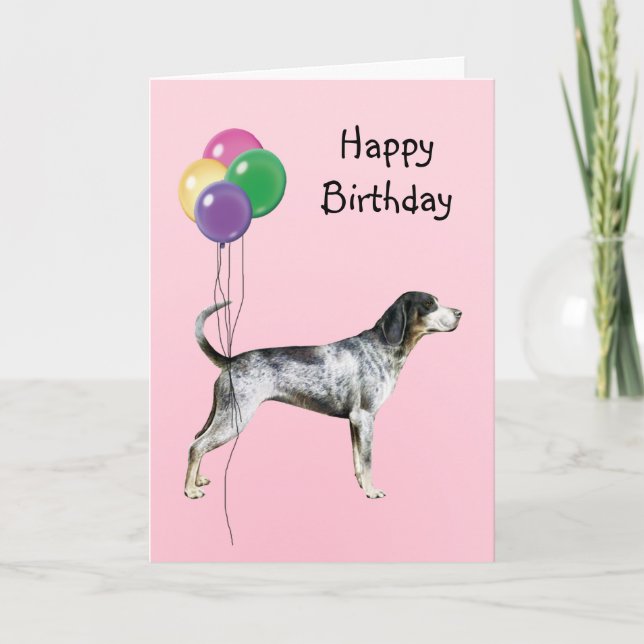 Carte Coonhound de Bluetick, ballons d'anniversaire (Devant)
