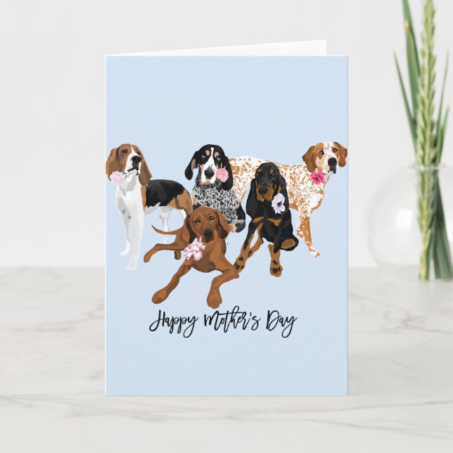 Carte Coonhound Fête des Mères (Devant)