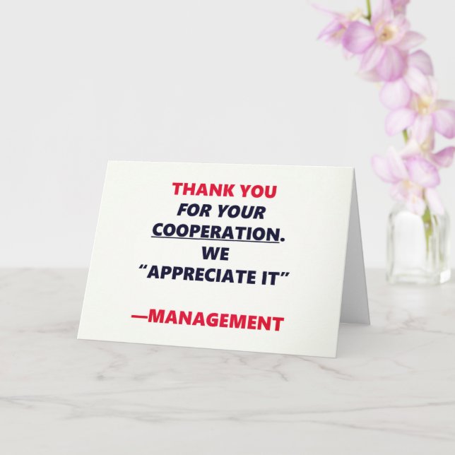 Carte Coopération Amusante Merci Bureau Humour (Orchidée)