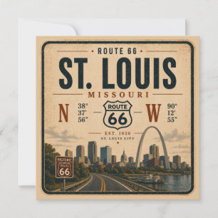 Carte Coordonnées de l'arche de la route 66 de St Louis