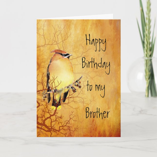 Carte Copper Cedar Waxwing Bird Brother Birthday (Devant)