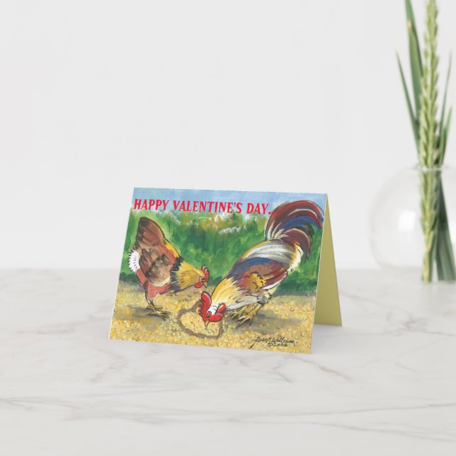 Carte Coq de poulet Valentine Love Romantique Humour agr (Devant)