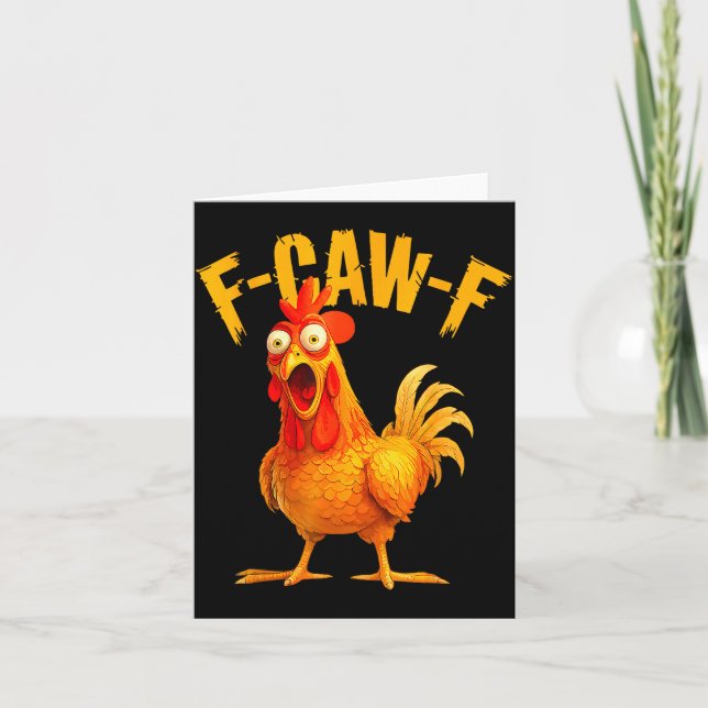 Carte Coq drôle F Caw F Fcawf Chuchoteur de poulet (Devant)