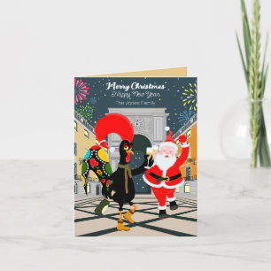 Carte Coq portugais et toast Père Noël au Nouvel An