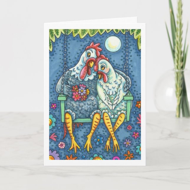 Carte COQ POULE SE CARESSE, ROMANCE DE POULET MIGNON Cou (Devant)