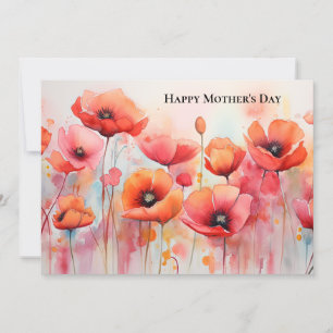 Carte Coquelicots dans un champ aquarelle Fête des Mères