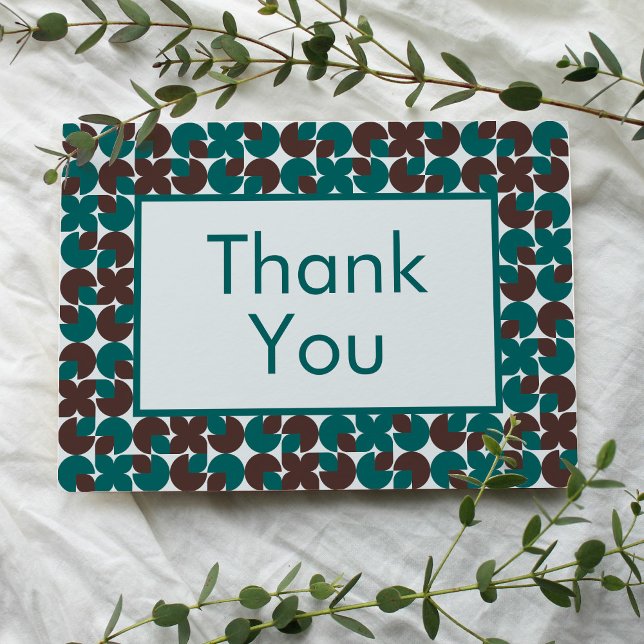 Carte Coques Turquoises et Brown rétro avec Merci Turquo (Créateur téléchargé)