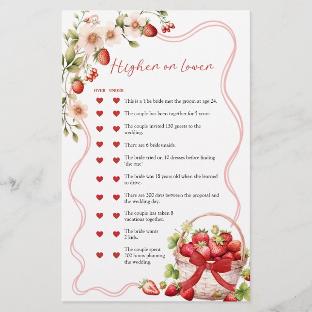 Carte Coquette Berry en amour sur ou sous les jeux (Devant)