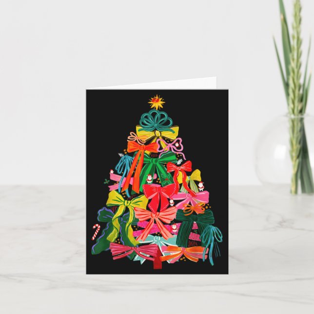 Carte Coquette Bow Christmas Tree Preppy Christmas Girly (Devant)
