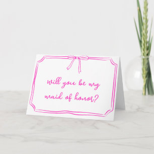Carte Coquette manuscrite Bow Maid of Honor Proposition