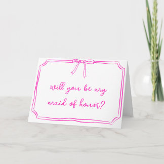 Carte Coquette manuscrite Bow Maid of Honor Proposition