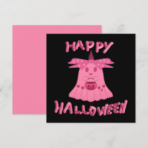 Carte Coquette Rose Fantôme Joyeux Halloween Art Numériq