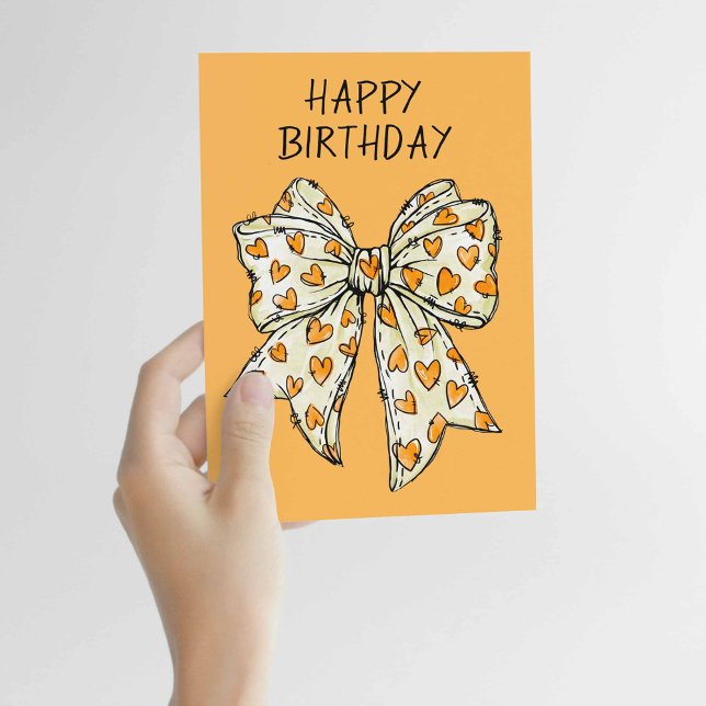 Carte Coquette Whimsical Coeur Bow Orange Toute Occasion (Créateur téléchargé)
