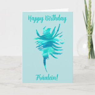 Carte coquillage silhouette bleu-aqua
