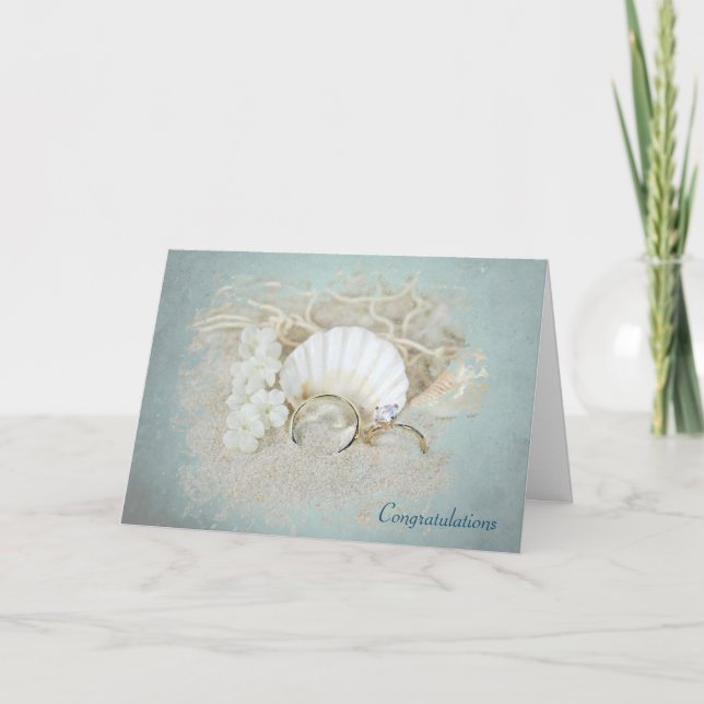 Carte Coquillages et anneaux mariages (Devant)
