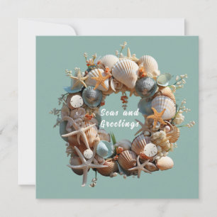 Carte Coquilles de Noël Étoiles de Mer Dollars de Sable 