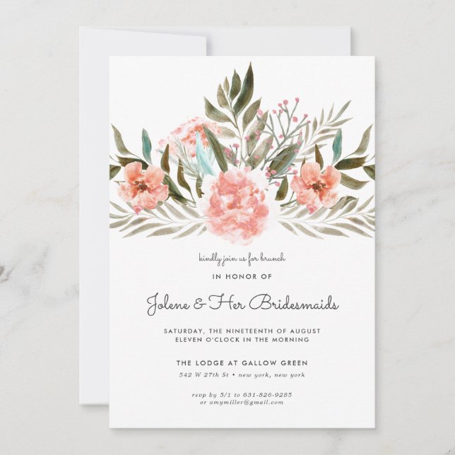 Carte Corail de bronze | Floral Bridesmaid Brunch (Devant)