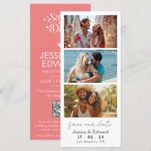Carte Corail Léger Enregistrer La Date Photo Booth Qr Co