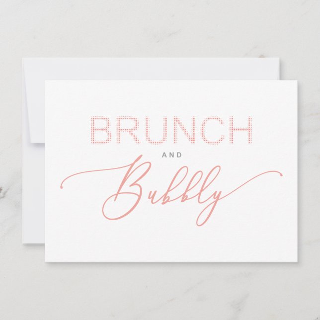 Carte Coral Brunch  Bubbly Bridal Shower Typography (Devant)