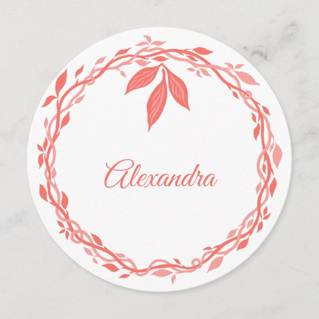 Carte Coral Woodsy État Mariage Lieu Ou Escorte (Devant)