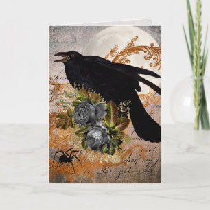 Carte Corbeau et araignée gothiques noirs