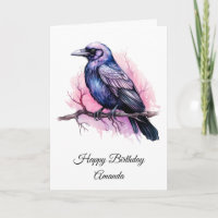 Corbeau noir sur une branche Illustration Annivers