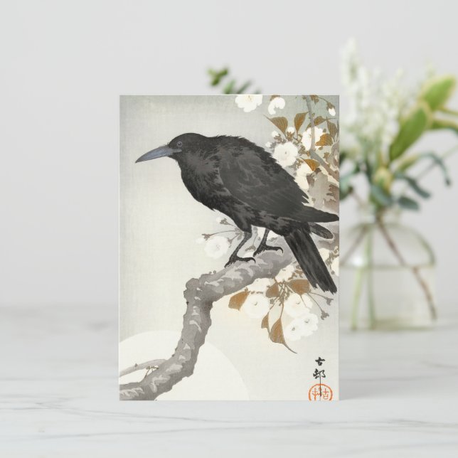 Carte Corbeau Raven Koson Oiseau japonais (Debout devant)