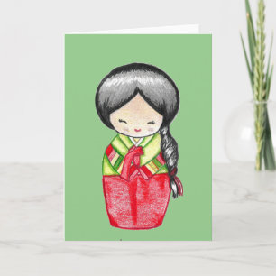 Carte Coréenne portant un Hanbok 