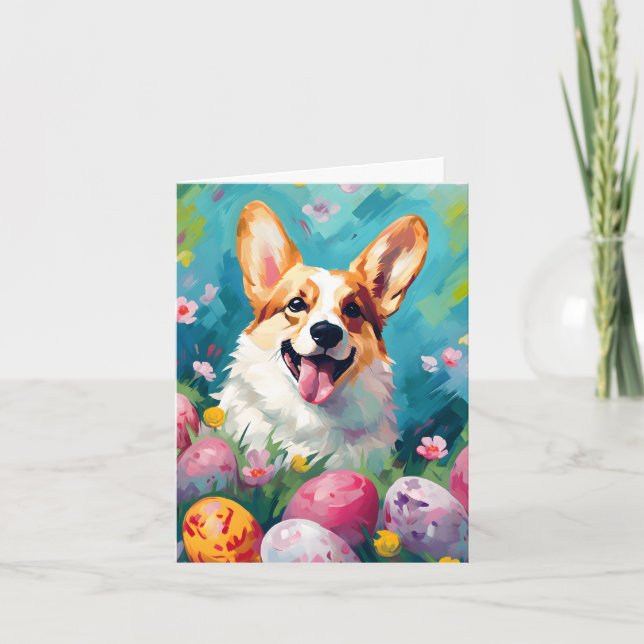 Carte Corgi Bonne Pâques (Devant)