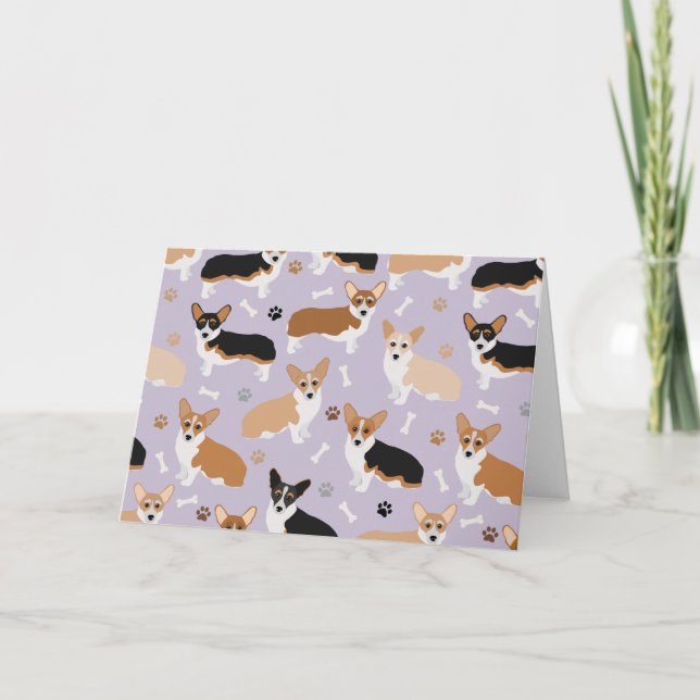 Carte Corgi Chien Paps et Bones (Devant)