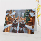 Corgi Chiens Noël Fête de la neige
