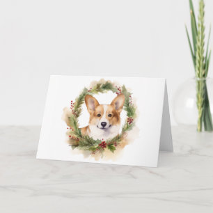 Carte Corgi Christmas Wreath Festive Pup