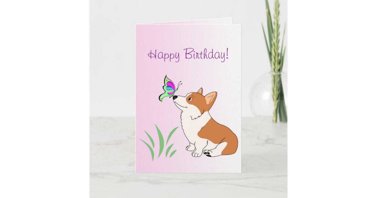 Carte Corgi De Joyeux Anniversaire Avec Le Papillon Zazzle Ca Carte Corgi De Joyeux Anniversaire Avec Le Papillon Zazzle Ca