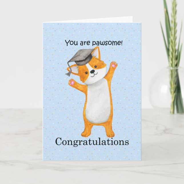 Carte Corgi félicitations graduation mignonne chienne fé (Devant)