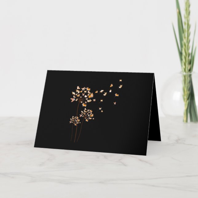 Carte Corgi Flower Fly Dandelion mignon Amoureux des chi (Devant)