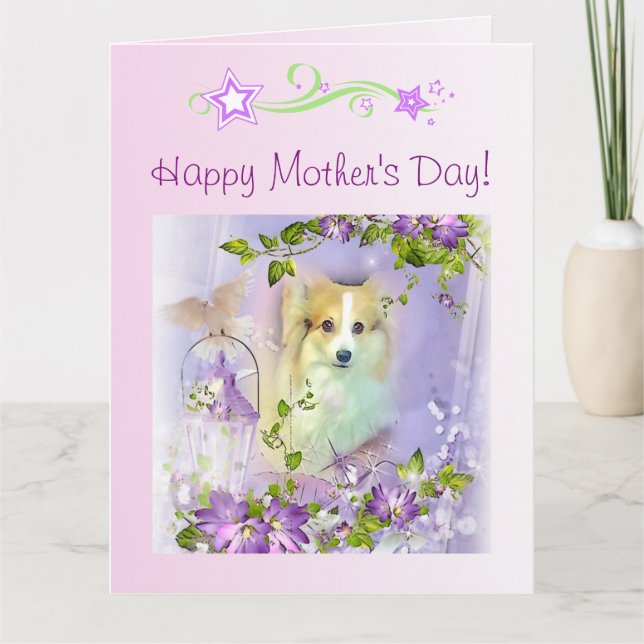 Carte Corgi heureux de bonbon au jour de mère (Devant)