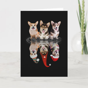 Carte corgi joyeux noël drôle déguisement chien